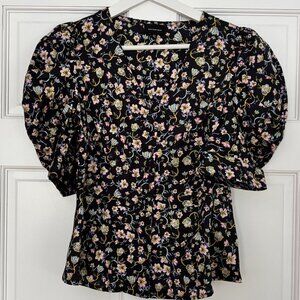 Floral black top - size XS